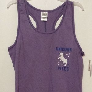 Unicorn Vibes Young Women Teen Youth Tank Top Purple Summer Top NWT